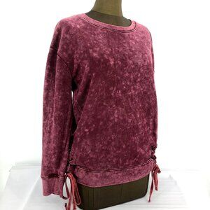 Madden NYC Burgundy Lace-Up Side Hem Sweatshirt